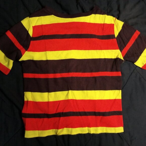 Vintage 70s Striped Knit Short Sleeve Sweater Shirt - Picture 2 of 5